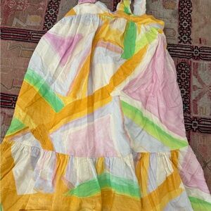 Kids Zara White and Gold Halter Sundress Resort Wear